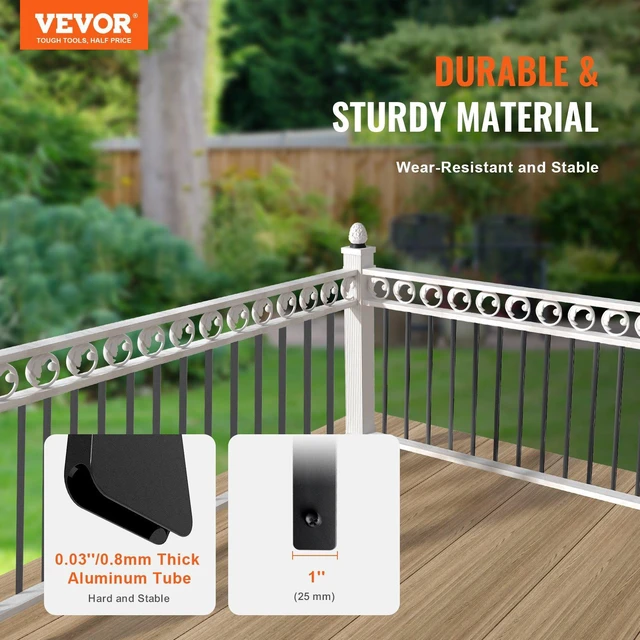 Alt view image 4 of 7 - Staircase Metal Balusters, 38'' x 1'' Flat Aluminum Alloy Decorative Banister Spindles, 72 Pack Deck Baluster with Screws, Classic Hollow Deck Railing Satin Black Powder Coated for Porch