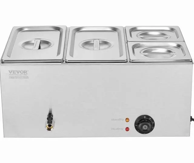 Alt view image 3 of 7 - VEVOR Commercial Electric Food Warmer 4-Pan Countertop Buffet 16.4QT Bain Marie