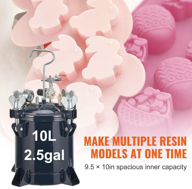 Alt view image 7 of 7 - 10L/2.5gal Spray Paint Pressure Pot Tank, 70PSI Max Air Paint Pressure Pot, Metal Rack and Leak Repair Sealant for Industry Home Decor Architecture Construction Automotive Painting