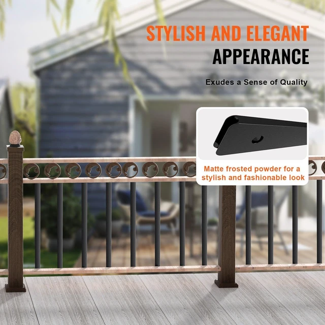 Alt view image 5 of 7 - Staircase Metal Balusters, 32.28'' x 1'' Flat Aluminum Alloy Decorative Banister Spindles, 51 Pack Deck Baluster with Screws, Classic Hollow Deck Railing Satin Black Powder Coated for Porch