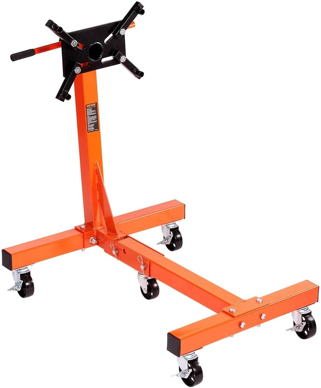 Alt view image 4 of 7 - Engine Stand, 1500 lbs (3/4 Ton) Rotating Engine Motor Stand with 360 Degree Adjustable Head, Cast Iron Folding Motor Hoist Dolly, 5-Caster, 4 Adjustable Arms, for Vehicle Maintenance