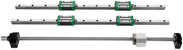 Alt view image 3 of 7 - Linear Guide Rail, 2PCS HGR20-1000mm Linear Slide Rail + 1Pcs RM1605-1000mm Ballscrew with BF12/BK12 Kit, Coupling, Slide Blocks Linear Guide Rail Set for DIY CNC Routers Lathes Mills