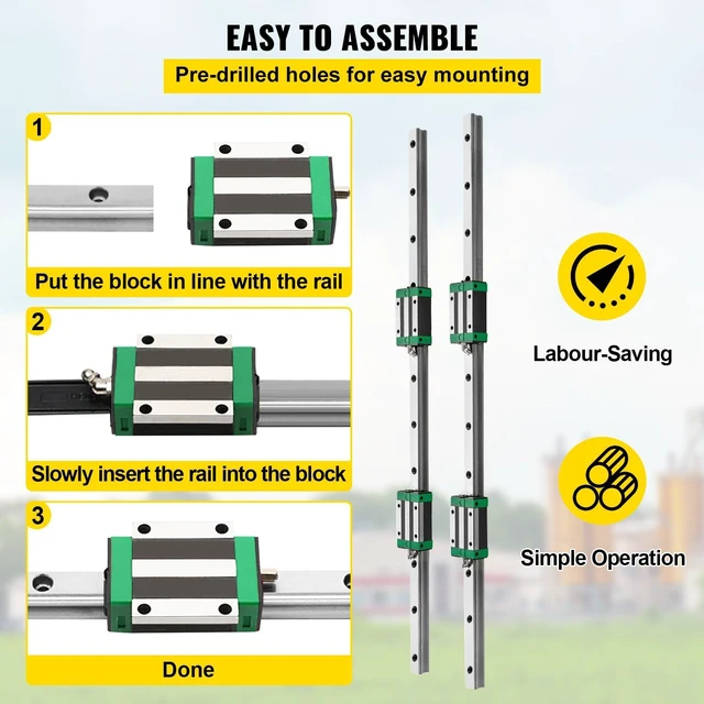 Alt view image 4 of 7 - Linear Guide Rail, 2PCS HGR20-1000mm Linear Slide Rail + 1Pcs RM1605-1000mm Ballscrew with BF12/BK12 Kit, Coupling, Slide Blocks Linear Guide Rail Set for DIY CNC Routers Lathes Mills