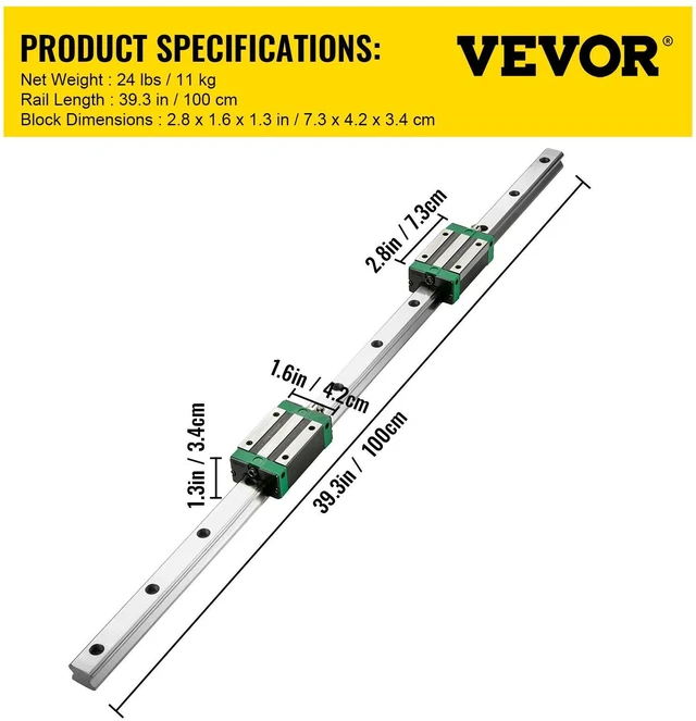 Alt view image 6 of 7 - Linear Guide Rail, 2PCS HGR20-1000mm Linear Slide Rail + 1Pcs RM1605-1000mm Ballscrew with BF12/BK12 Kit, Coupling, Slide Blocks Linear Guide Rail Set for DIY CNC Routers Lathes Mills