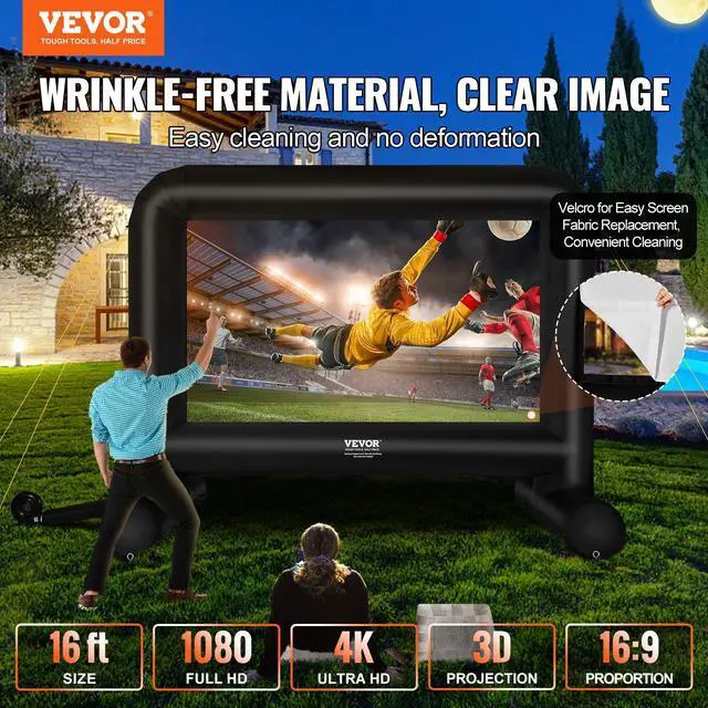 Alt view image 5 of 7 - Inflatable Movie Screen, 16 FT(192inch) Inflatable Projector Screen ,Front/Rear Projection, Oxford Fabric Blow Up Screen for Outdoor Parties Backyard Movie Night