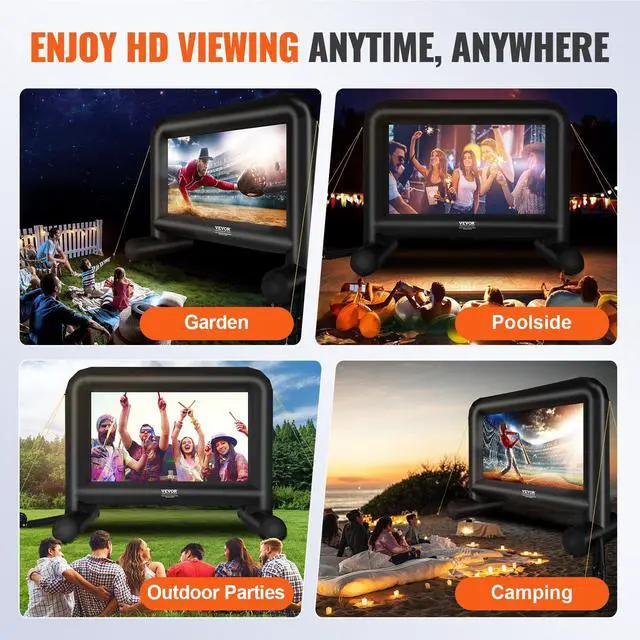 Alt view image 6 of 7 - Inflatable Movie Screen, 16 FT(192inch) Inflatable Projector Screen ,Front/Rear Projection, Oxford Fabric Blow Up Screen for Outdoor Parties Backyard Movie Night