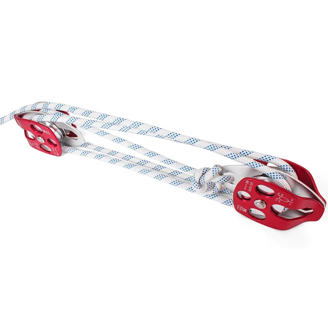 Alt view image 3 of 7 - Twin Sheave Block and Tackle 1/2" x 200Ft Twin Sheave Block with Braid Rope 30-35KN 6600-7705LBS Double Pulley Rigging
