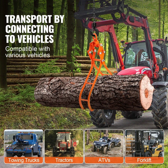 Alt view image 4 of 7 - Timber Claw Hook, 28 inch 4 Claw Log Grapple for Logging Tongs, Swivel Steel Log Lifting Tongs, Eagle Claws Design with 2205 lbs/1000 kg Loading Capacity for Tractors, ATVs, Trucks, Forklifts