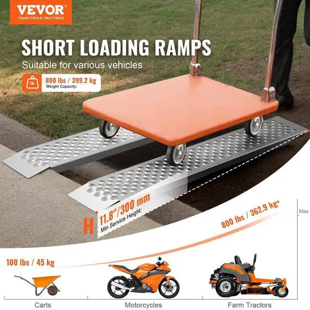 Alt view image 3 of 7 - 47.2" x 8.5" Aluminum Ramps 880 LBS Capacity Loading Ramps 2PCS