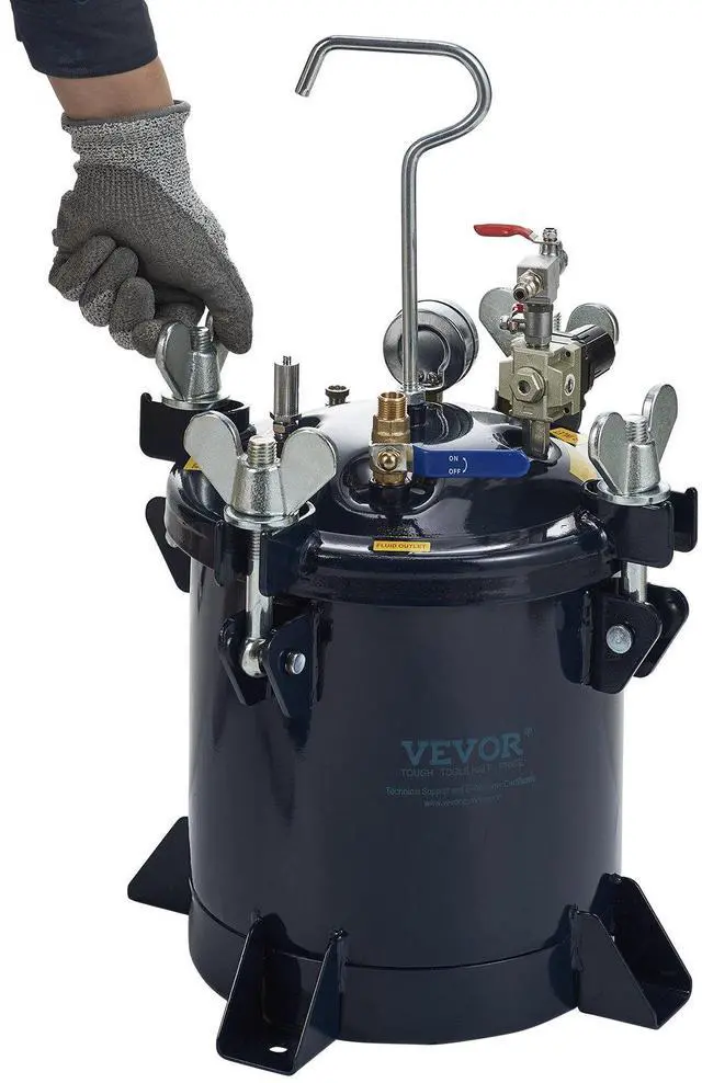 Alt view image 5 of 7 - 10L/2.5gal Spray Paint Pressure Pot Tank, 70PSI Max Air Paint Pressure Pot, Metal Rack and Leak Repair Sealant for Industry Home Decor Architecture Construction Automotive Painting