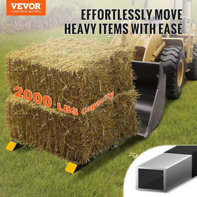 Alt view image 6 of 7 - Pallet Forks, 2000 lbs Clamp on Pallet Forks, 43" Total Length Tractor Bucket Forks with Adjustable Stabilizer bar, Heavy Duty Pallet Forks for Tractor Attachments, Skid Steer, Loader Bucket
