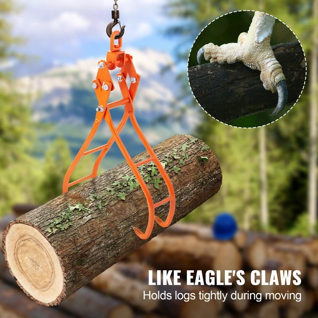 Alt view image 7 of 7 - Timber Claw Hook, 28 inch 4 Claw Log Grapple for Logging Tongs, Swivel Steel Log Lifting Tongs, Eagle Claws Design with 2205 lbs/1000 kg Loading Capacity for Tractors, ATVs, Trucks, Forklifts