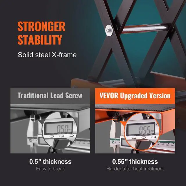 Alt view image 2 of 7 - Motorcycle Lift, 1100 LBS Motorcycle Scissor Lift Jack with Wide Deck & Safety Pin, 3.7"-13.8" Center Hoist Crank Stand, Steel Scissor Jack for Street Bikes, Cruiser Bikes, Touring Motorcycles