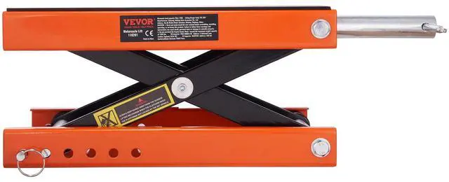 Alt view image 5 of 7 - Motorcycle Lift, 1100 LBS Motorcycle Scissor Lift Jack with Wide Deck & Safety Pin, 3.7"-13.8" Center Hoist Crank Stand, Steel Scissor Jack for Street Bikes, Cruiser Bikes, Touring Motorcycles