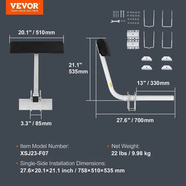 Alt view image 7 of 7 - Marine Trailer Assistant, 27.6' Flexibly Adjustable Bunk Guide-Ons, Pair of Durable Steel Support Poles, Robust Roller Guide, Suitable for Ski Boats, Fishing Boats, or Sailboats 20