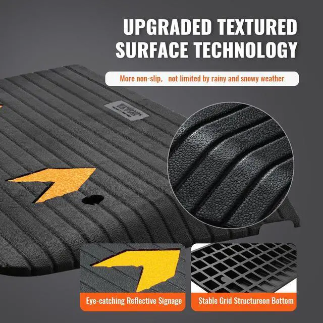Alt view image 2 of 7 - Upgraded Rubber Threshold Ramp, 3" Rise Door Ramp with 1 Channel, Natural Rubber Car Ramp with Non-Slip Textured Surface, 33069 lbs Load Capacity Curb Ramp for Wheelchair and Scooter
