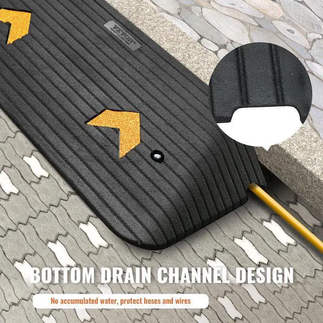 Alt view image 4 of 7 - Upgraded Rubber Threshold Ramp, 3" Rise Door Ramp with 1 Channel, Natural Rubber Car Ramp with Non-Slip Textured Surface, 33069 lbs Load Capacity Curb Ramp for Wheelchair and Scooter