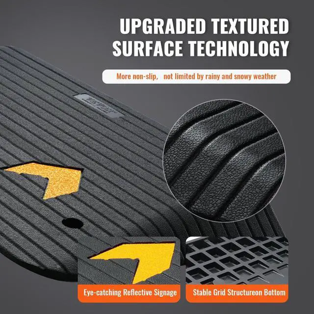 Alt view image 4 of 7 - Upgraded Rubber Threshold Ramp, 3.5" Rise Door Ramp with 1 Channel, Natural Rubber Car Ramp with Non-Slip Textured Surface, 33069 lbs Load Capacity Curb Ramp for Wheelchair and Scooter