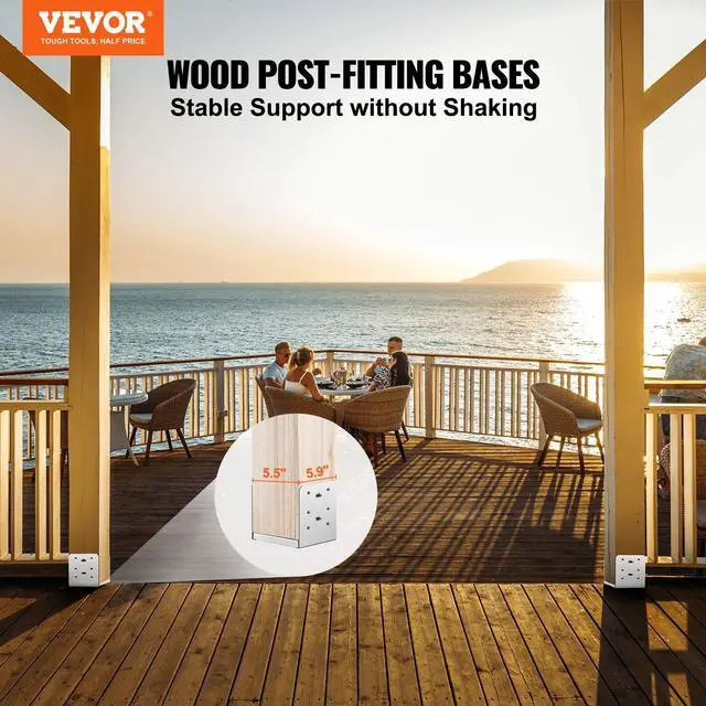 Alt view image 2 of 7 - 6"x 6" Post Base, 1Pcs Stainless Steel Adjustable Post Anchor Bracket(Internal 5.9 x 5.5"), Adjustable Post Base for Pavilion Deck Porch Handrail Railing Support Decorative Anchor Plate