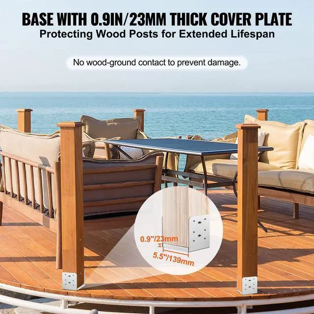 Alt view image 5 of 7 - 6"x 6" Post Base, 1Pcs Stainless Steel Adjustable Post Anchor Bracket(Internal 5.9 x 5.5"), Adjustable Post Base for Pavilion Deck Porch Handrail Railing Support Decorative Anchor Plate