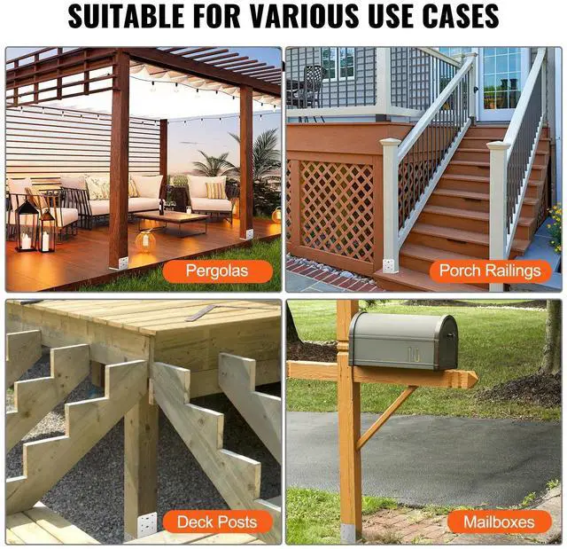 Alt view image 6 of 7 - 6"x 6" Post Base, 1Pcs Stainless Steel Adjustable Post Anchor Bracket(Internal 5.9 x 5.5"), Adjustable Post Base for Pavilion Deck Porch Handrail Railing Support Decorative Anchor Plate
