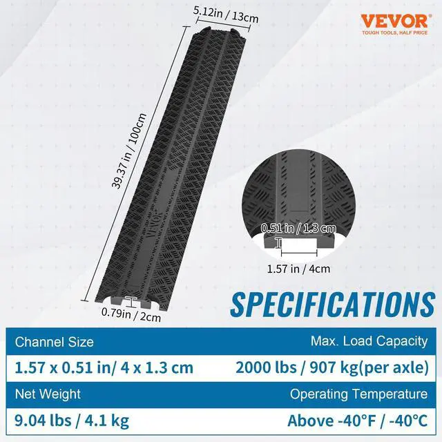 Alt view image 6 of 7 - 3 PCs 39 in Speed Bumps 2000 lbs Cable Protector Ramp Drop Over Cord Cover