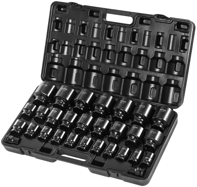 Main image of Impact Socket Set 3/4 Inches 29 Piece Impact Sockets, 6-Point Sockets, Rugged Construction, CR-M0, 3/4 Inches Drive Socket Set Impact SAE 3/4 inch - 2-1/2 inch, with a Storage Cage