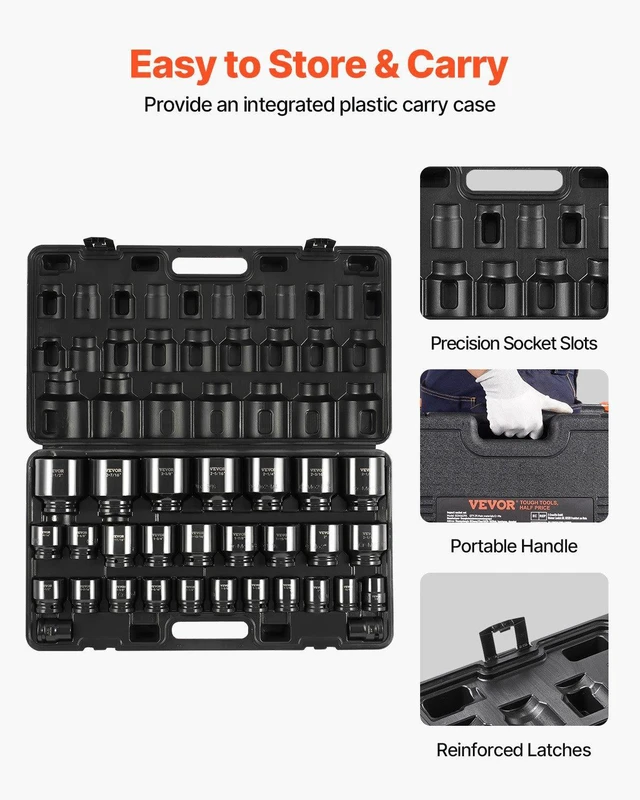 Alt view image 7 of 7 - Impact Socket Set 3/4 Inches 29 Piece Impact Sockets, 6-Point Sockets, Rugged Construction, CR-M0, 3/4 Inches Drive Socket Set Impact SAE 3/4 inch - 2-1/2 inch, with a Storage Cage
