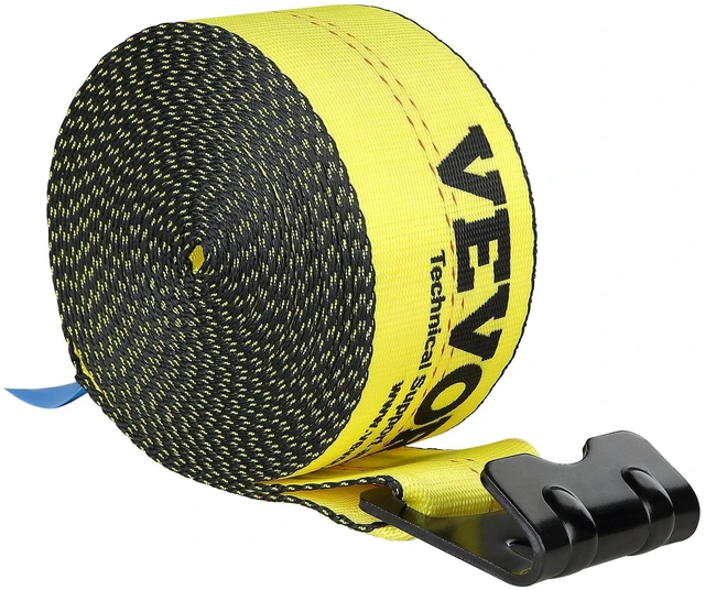 Alt view image 6 of 7 - Winch Straps, 4" x 30', 6000 lbs Load Capacity, 18000 lbs Break Strength, Truck Straps with Flat Hook, Flatbed Tie Downs Cargo Control for Trailers, Farms, Rescues, Tree Saver, Yellow (10 Pack)