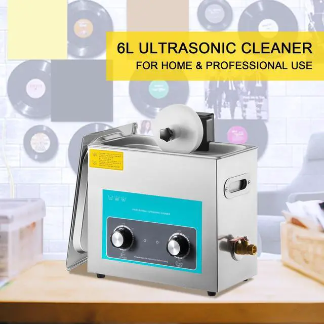 Alt view image 6 of 7 - Ultrasonic Vinyl Record Cleaner 6L 40kHz Vinyl Ultrasonic Cleaning Machine Knob Control Record Ultrasonic Cleaner 4 Records Vinyl Sonic Cleaner Stainless Steel Tank w/Mechanical Heater & Timer
