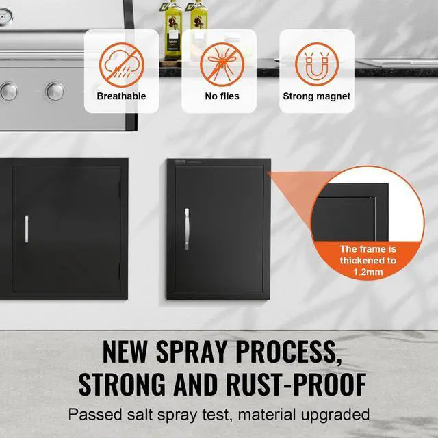 Alt view image 2 of 7 - BBQ Access Door, 16W x 22H Inch Single Outdoor Kitchen Door, Cold Plate Flush Mount Door, Wall Vertical Door with Handle, for BBQ Island, Grilling Station, Outside Cabinet