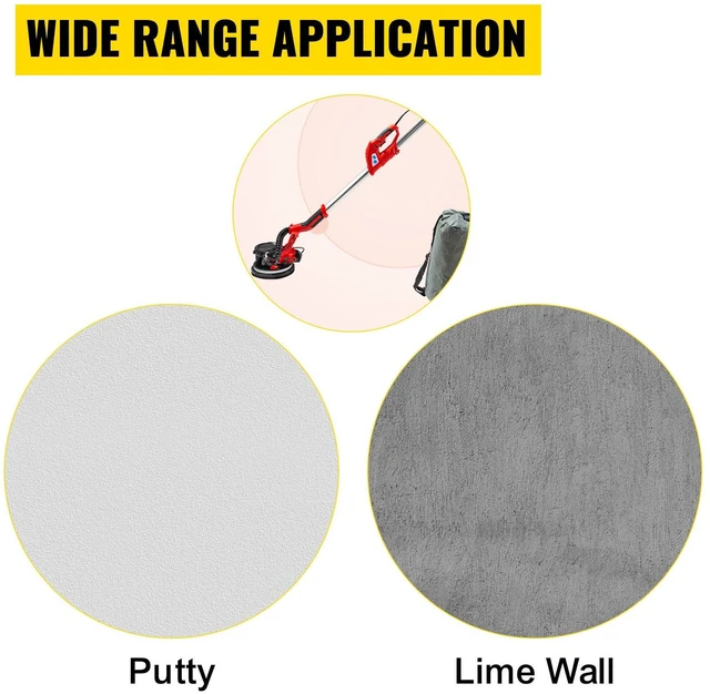 Alt view image 2 of 7 - Drywall Sander 850W, Electric Drywall Sander, Variable Speed 800-1750 RPM, Foldable Sheetrock Sander, with Telescope Handle, Electric Sander, with LED Strip Light and Vacuum Bag, Wall Sander