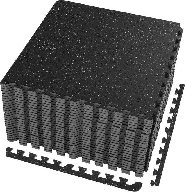 Alt view image 5 of 7 - 25 PCS 1/2 inch Thick Gym Floor Mats, 24" x 24" EVA Foam & Rubber Top Interlocking Workout Floor Mats with 100 sq.ft Coverage, Waterproof Exercise Puzzle Flooring for Gym, Home, Garage, Basement