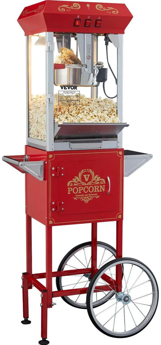 Alt view image 3 of 7 - Popcorn Popper Machine 8 Oz Popcorn Maker with Cart 850W 48 Cups Red