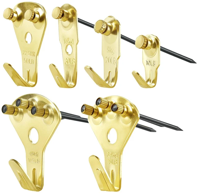 Alt view image 3 of 7 - 130Pcs Picture Frame Hangers with Nails 10lbs to 100lbs Metal Photo Hanging Kit