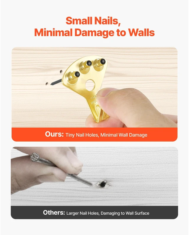 Alt view image 7 of 7 - 130Pcs Picture Frame Hangers with Nails 10lbs to 100lbs Metal Photo Hanging Kit