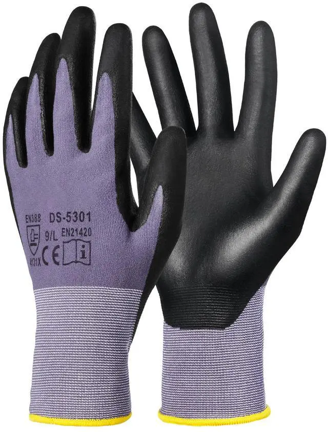 Main image of Work Gloves 12-Pair Touch Screen Nitrile-Coated Garden Construction Gloves