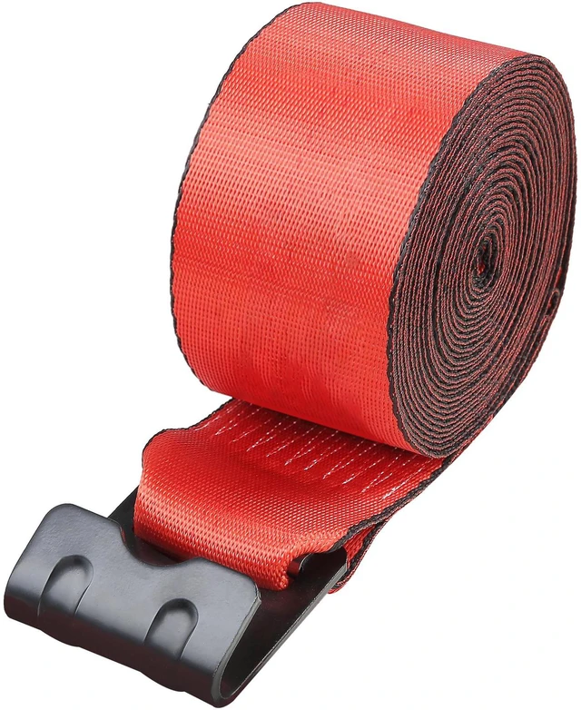 Alt view image 2 of 7 - Winch Straps, 4" x 30', 6000 lbs Load Capacity, 18000 lbs Breaking Strength, Truck Straps with Flat Hook, Flatbed Tie Downs Cargo Control for Trailers, Farms, Rescues, Tree Saver, Red (10 Pack)