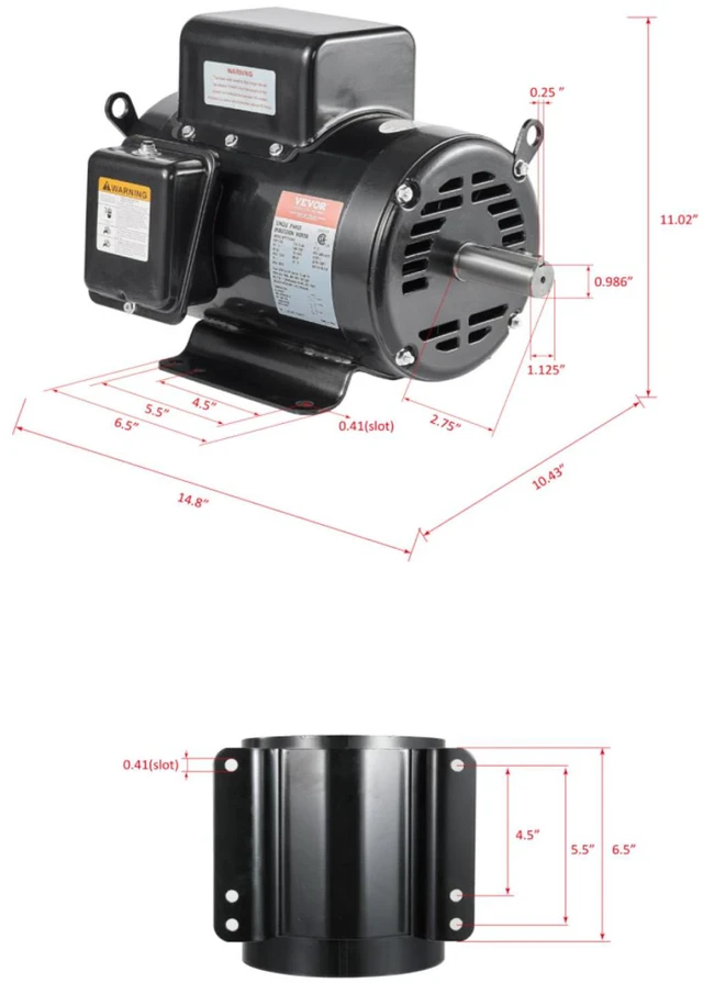 Alt view image 5 of 6 - 5HP Air Compressor Electric Motor 230V 25A 3450RPM 56Hz Frame CW/CCW Rotation (Factory Setting is CCW)