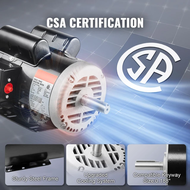 Alt view image 6 of 6 - 5HP Air Compressor Electric Motor 230V 25A 3450RPM 56Hz Frame CW/CCW Rotation (Factory Setting is CCW)