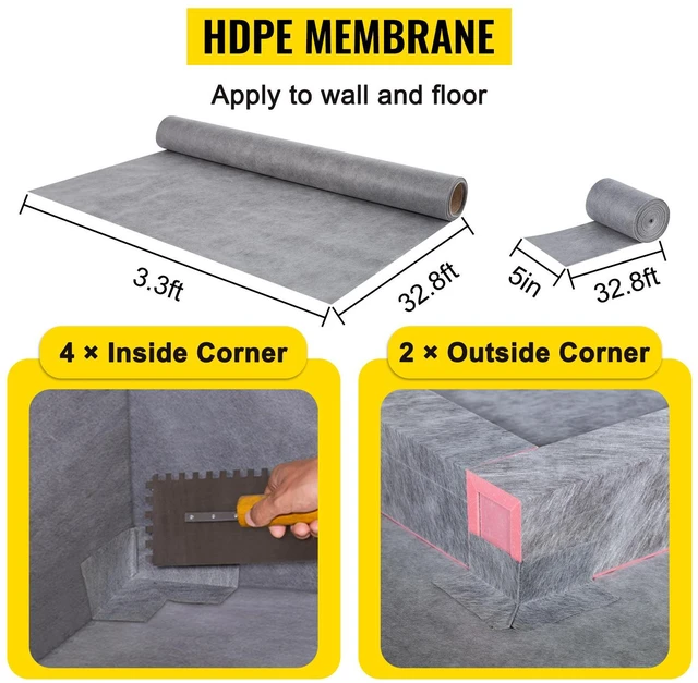 Alt view image 6 of 7 - Shower Curb Kit, 38"x60" Watertight Shower Curb Overlay with 4" PVC Central Bonding Flange, 4" Stainless Steel Grate, 2 Cuttable Shower Curb and Trowel, Shower Pan Slope Sticks Fit for Bathroom