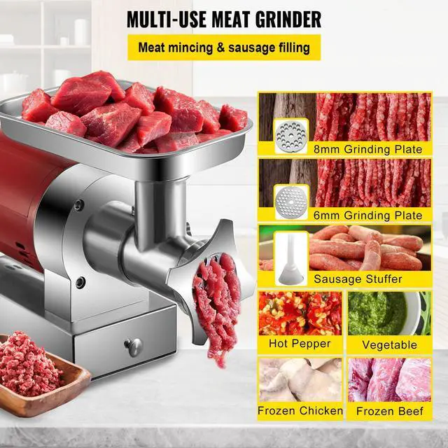 Alt view image 3 of 7 - Electric Meat Grinder, 661 Lbs/Hour1100 W Meat Grinder Machine, 1.5 HP Electric Meat Mincer with 2 Grinding Plates, Sausage Kit Set Meat Grinder Heavy Duty, Home Kitchen & Commercial Use Red