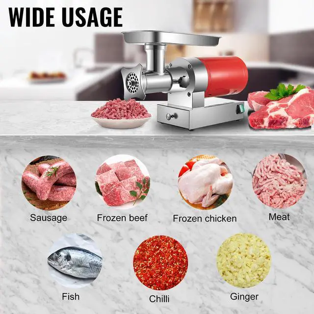 Alt view image 7 of 7 - Electric Meat Grinder, 661 Lbs/Hour1100 W Meat Grinder Machine, 1.5 HP Electric Meat Mincer with 2 Grinding Plates, Sausage Kit Set Meat Grinder Heavy Duty, Home Kitchen & Commercial Use Red