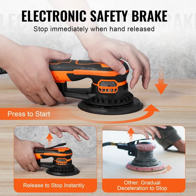 Alt view image 6 of 7 - Random Orbital Sander 5" & 6" Brushless Orbital Sander Sander 10000PRM 6 Speed