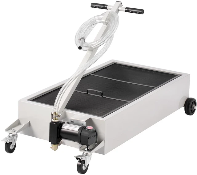 Main image of Low Profile Oil Drain Pan, 20 Gallon Capacity, Rolling Oil Drain Pan with Electric Pump, 7.2 ft Hose & T Folding Handle, Leak-proof & Corrosion-resistant, Fit for Cars, SUVs, Trucks, ATVs, White