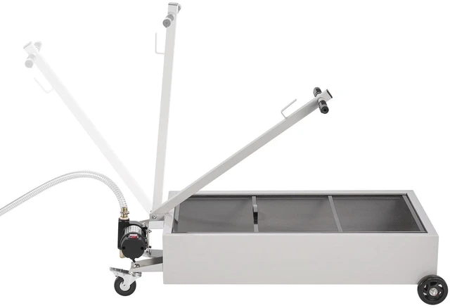 Alt view image 4 of 7 - Low Profile Oil Drain Pan, 20 Gallon Capacity, Rolling Oil Drain Pan with Electric Pump, 7.2 ft Hose & T Folding Handle, Leak-proof & Corrosion-resistant, Fit for Cars, SUVs, Trucks, ATVs, White