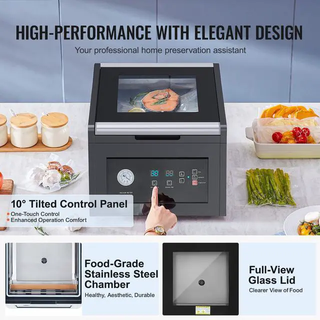Alt view image 2 of 7 - Chamber Vacuum Sealer, 380W Vacuum Pump Power, Sealing Bag Packing Machine for Wet Foods, Meat, Compact Design with 11.5 in Sealing Length, Ideal Commercial Sealer for Professional and Home Use