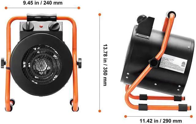 Alt view image 3 of 7 - Greenhouse Heater with Thermostat, 1500W Fast Heating with Overheat Protection, 2-Speed Setting Small Grow Tent Heater, Electric Portable Heater Fan for Green House, Flower Room, Workplace