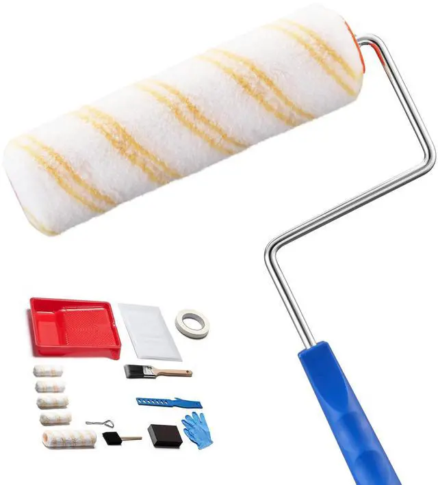 Alt view image 2 of 7 - Paint Roller Kit 19 Pcs Paint Roller Set 4" & 9" Paint Rollers with Paint Tray