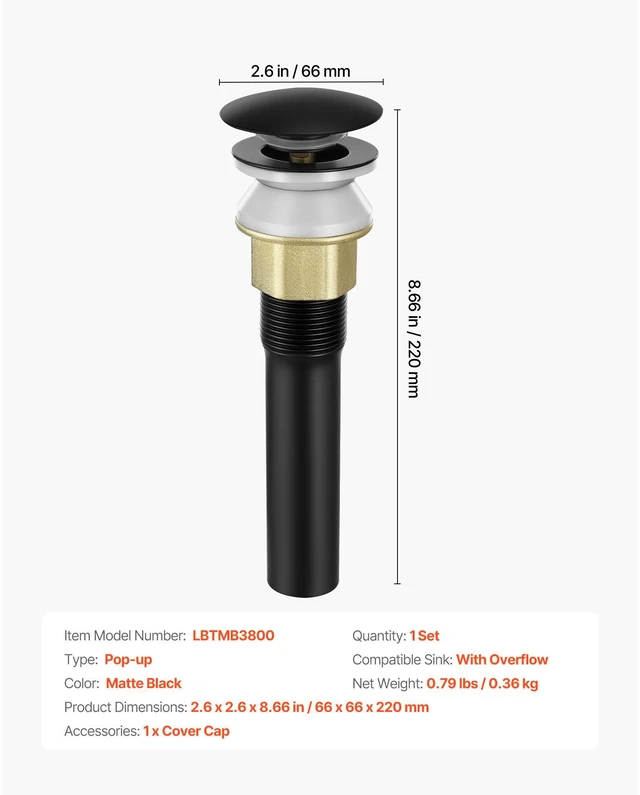 Alt view image 5 of 7 - Bathroom Sink Drain with Overflow Anti-Clogging Vessel Sink Drain Strainer